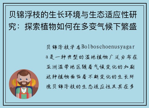 贝锦浮枝的生长环境与生态适应性研究：探索植物如何在多变气候下繁盛生长